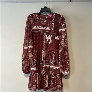 Flying Tomato, Bohemian Patchwork Long Sleeve Dress